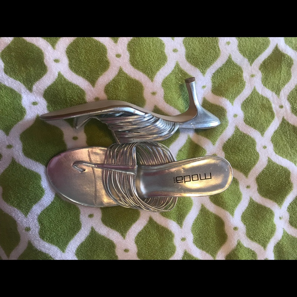 Silver Slip on Heels